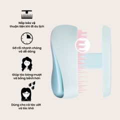 Lược Tangle Teezer Compact Styler - Lược tạo kiểu du lịch cho tóc thẳng và xoăn, gỡ rối hiệu quả, thiết kế tiện lợi