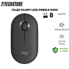 Chuột Không Dây Logitech M350 Pebble Silent - Chuột Văn Phòng Kết Nối Bluetooth, USB, Thiết Kế Mỏng, Bảo Hành 12 Tháng