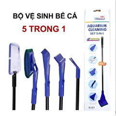 Bộ Dụng Cụ Vệ Sinh Hồ Cá 5 trong 1 - Phụ Kiện Giúp Duy Trì Bể Cá Dễ Dàng, Không Làm Ướt Tay
