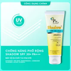 Kem Chống Nắng Gel Fixderma Shadow SPF 30+ PA+++ (75g) - Dành cho Da Dầu, Mụn, Nhạy Cảm - Bảo Vệ Da Khỏi Tia UV Hàng Ngày