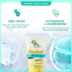 Kem Chống Nắng Gel Fixderma Shadow SPF 30+ PA+++ (75g) - Dành cho Da Dầu, Mụn, Nhạy Cảm - Bảo Vệ Da Khỏi Tia UV Hàng Ngày
