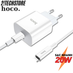 Bộ Sạc Nhanh 20W Hoco Cốc Sạc PD3.0 QC3.0 Cho iPhone 8/11/12/13/14 ProMax - An Toàn Chống Quá Tải Nhiệt, Tiện Dụng Sử Dụng Hằng Ngày