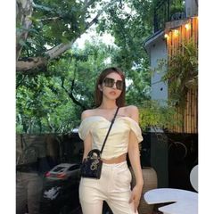 Túi chữ Đ mini size 14cm da trơn mềm fullbox hàng QC cao cấp