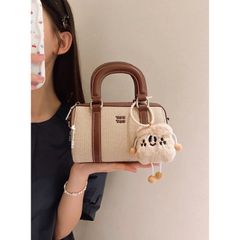 Túi Trống Toutou Size 18 - Túi Xách Nữ Kèm Charm Bông Mây & Dây Đeo Chéo Phong Cách Trẻ Trung, Tiện Lợi, Hàng Quảng Châu Cao Cấp