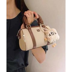Túi Trống Toutou Size 18 - Túi Xách Nữ Kèm Charm Bông Mây & Dây Đeo Chéo Phong Cách Trẻ Trung, Tiện Lợi, Hàng Quảng Châu Cao Cấp