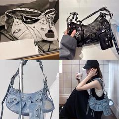 Túi chữ B 3 chi tiết size 24 dáng bầu chất da bóng mềm kèm hộp hàng QC cao cấp