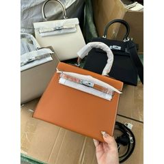 Túi chữ H Kelley dáng cao tag bạc size 25 bản 2 dây hàng QC cao cấp