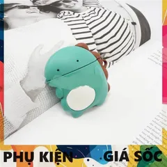 Vỏ Bọc Silicon Khủng Long Mắt Hí Lưng Nâu - Phụ Kiện Bảo Vệ AirPods 1 2 - Hộp Sạc Tai Nghe Chất Liệu Cao Cấp