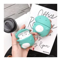Vỏ Bọc Silicon Khủng Long Mắt Hí Lưng Nâu - Phụ Kiện Bảo Vệ AirPods 1 2 - Hộp Sạc Tai Nghe Chất Liệu Cao Cấp