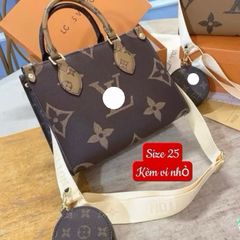 Túi ONTHEGO size 25-36-41cm hoa nâu hàng QC cao cấp