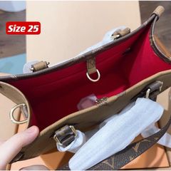 Túi ONTHEGO size 25-36-41cm hoa nâu hàng QC cao cấp