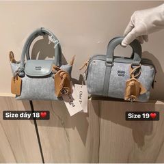 Túi Chi-o demin có quai cầm size 19 kèm dây đeo chéo hàng QC cao cấp