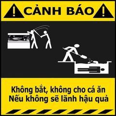 Decal Cảnh Báo Vui Nhộn Dán Hồ Cá Cảnh - Chất Liệu Nhựa, Tăng Tính An Toàn và Giải Trí Cho Hồ Cá
