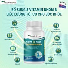 Viên Uống Vitamin B Tổng Hợp AusNatures Super B Plus - Giảm Căng Thẳng, Tăng Cường Năng Lượng, Hỗ Trợ Hệ Thần Kinh - Lọ 60 Viên