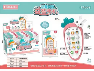 Đồ chơi điện thoại hình thỏ và củ carrot QIBAO - Âm nhạc vui nhộn, màu sắc sinh động cho trẻ từ 3 tuổi trở lên