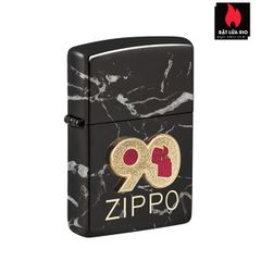 Bật Lửa Zippo 49864 - Kỷ Niệm 90 Năm Zippo - Đen Bóng Cao Cấp Với Biểu Tượng Vàng - Quà Tặng Độc Đáo