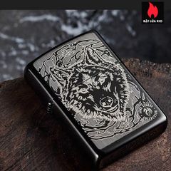 Bật Lửa Zippo 49443 - Hình Mặt Sói Anne Stokes – High Polish Black, Chống Gió, Hàng Nhập Khẩu Mỹ, Bảo Hành Trọn Đời