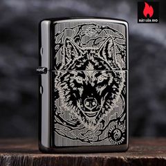 Bật Lửa Zippo 49443 - Hình Mặt Sói Anne Stokes – High Polish Black, Chống Gió, Hàng Nhập Khẩu Mỹ, Bảo Hành Trọn Đời