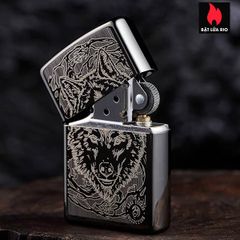 Bật Lửa Zippo 49443 - Hình Mặt Sói Anne Stokes – High Polish Black, Chống Gió, Hàng Nhập Khẩu Mỹ, Bảo Hành Trọn Đời