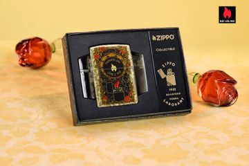 Bật Lửa Zippo 46774 - Bộ Sưu Tập Ngày Sáng Lập 2025, Đồng Thau Tumbled Brass, Họa Tiết Art Nouveau, Số Giới Hạn 5000 Chiếc, Quà Tặng Sang Trọng