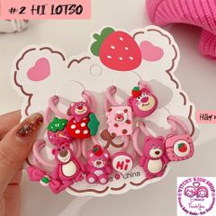 Sét Kẹp Cột Tóc Bé Gái Xinh Xắn Hình Gấu Dâu Lotso Ngộ Nghĩnh Siêu Dễ Thương, Đáng Yêu