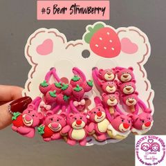 Sét Kẹp Cột Tóc Bé Gái Xinh Xắn Hình Gấu Dâu Lotso Ngộ Nghĩnh Siêu Dễ Thương, Đáng Yêu