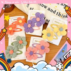 Set 2 Kẹp Tóc Hình Hoa Nhiều Màu Dễ Thương Cho Bé