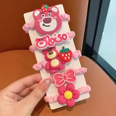 Cột Tóc, Buộc Tóc Gấu Dâu Hồng Lotso Cho Bé Xinh Xắn Đáng Yêu