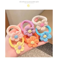 Thun buộc tóc cho bé gái Set 6 dây cột tóc hình nơ, bông hoa nhiều màu đáng yêu