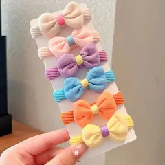 Thun buộc tóc cho bé gái Set 6 dây cột tóc hình nơ, bông hoa nhiều màu đáng yêu