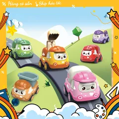 Bộ 6 Xe Hơi Đồ Chơi Mini Họa tiết Hoạt Hình Xây Dựng có Dây Cót Cho Bé