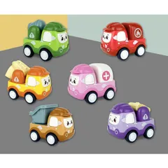 Bộ 6 Xe Hơi Đồ Chơi Mini Họa tiết Hoạt Hình Xây Dựng có Dây Cót Cho Bé