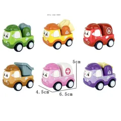 Bộ 6 Xe Hơi Đồ Chơi Mini Họa tiết Hoạt Hình Xây Dựng có Dây Cót Cho Bé