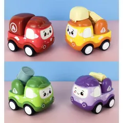 Bộ 6 Xe Hơi Đồ Chơi Mini Họa tiết Hoạt Hình Xây Dựng có Dây Cót Cho Bé