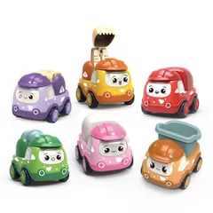 Bộ 6 Xe Hơi Đồ Chơi Mini Họa tiết Hoạt Hình Xây Dựng có Dây Cót Cho Bé