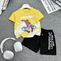 Bộ tay cộc hoạ tiết Người nhện Spiderman chất đũi mát cho bé 17kg đến 26kg