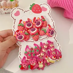 Dây Buộc Tóc Dành Cho Bé Gái Set 10 Cột Tóc Cao Su Họa Tiết Gấu Lốt Và Dâu Tây Dễ Thương