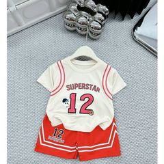 Bộ quần áo họa tiết thể thao SUPER STAR 12 tay ngắn nhiều màu cho bé từ 7kg đến 26kg