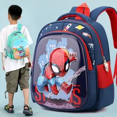 Balo cho bé đi mẫu giáo 3-5 tuổi mặt nhựa cứng in nổi 3D hình Người Nhện Siêu Nhân Khủng Long