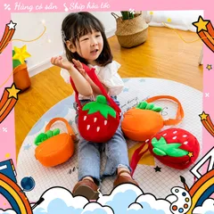 Túi Đeo Chéo Cho Bé Gái Hình Cà Rốt, Trái Dâu siêu dễ thương