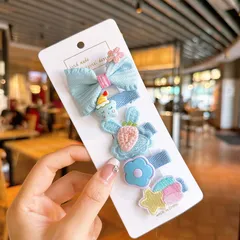 Kẹp Tóc Cho Bé Gái Bọc Vải Nhiều Màu Xinh Xắn Nhiều Mẫu Dễ Thương Set 5 cái