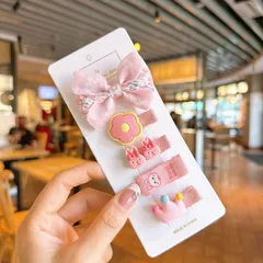 Kẹp Tóc Cho Bé Gái Bọc Vải Nhiều Màu Xinh Xắn Nhiều Mẫu Dễ Thương Set 5 cái
