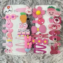 Kẹp tóc cho bé gái màu hồng họa tiết hoạt hình đáng yêu Hàn Quốc - Set 14