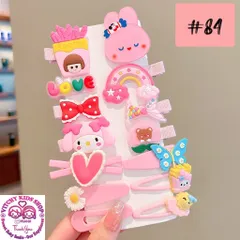 Kẹp tóc cho bé gái màu hồng họa tiết hoạt hình đáng yêu Hàn Quốc - Set 14