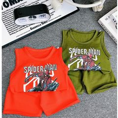 Bộ sát nách bé trai hoạ tiết siêu nhân người nhện Spiderman chất đũi mát cho bé 7kg đến 26kg
