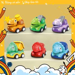 Bộ 6 Xe Hơi Đồ Chơi Mini có Dây Cót Họa tiết Khủng Long Đáng yêu Cho Bé