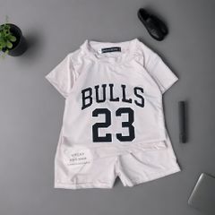 Bộ quần áo thun mềm co giãn 4 chiều thể thao Bulls 23 nhiều màu tay ngắn cho bé