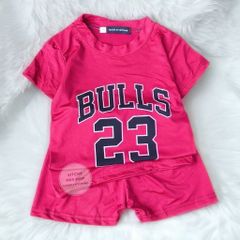 Bộ quần áo thun mềm co giãn 4 chiều thể thao Bulls 23 nhiều màu tay ngắn cho bé