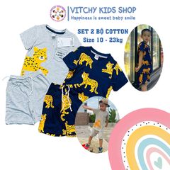 SET 2 Bộ quần áo in hình con Báo chất cotton 100% mềm mát siêu đẹp
