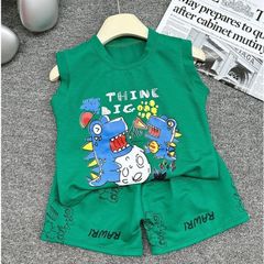 Bộ sát nách bé trai, bộ quần áo hoạ tiết Khủng Long Người Nhện chất đũi mát cho bé 7kg đến 16kg